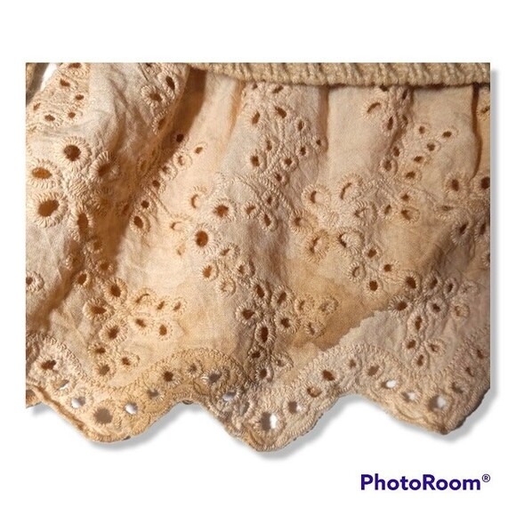 Nitt by Flying Tomato Small Cable Knit Sweater-Crochet-Eyelet-Tan-L/S-Flaw - Picture 5 of 5